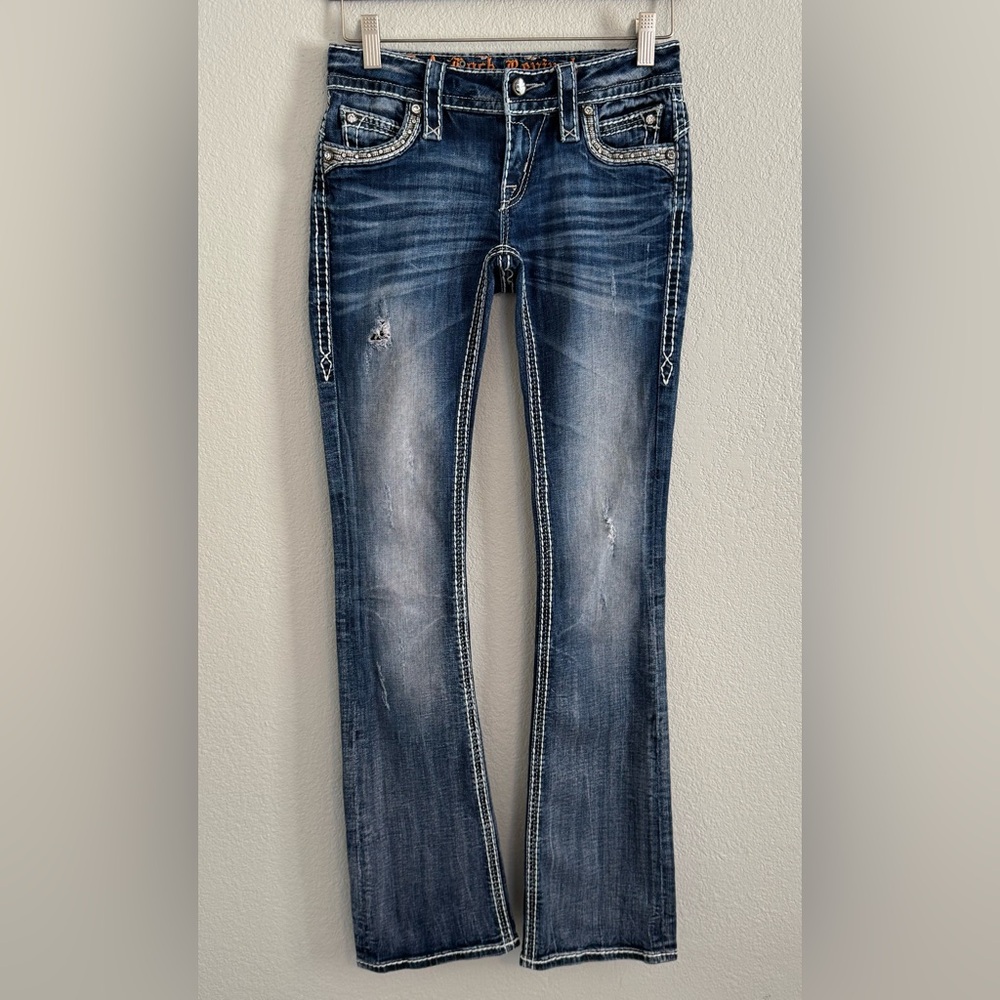 Y2K Rhinestone Rock Revival Eleanor Bootcut Jean